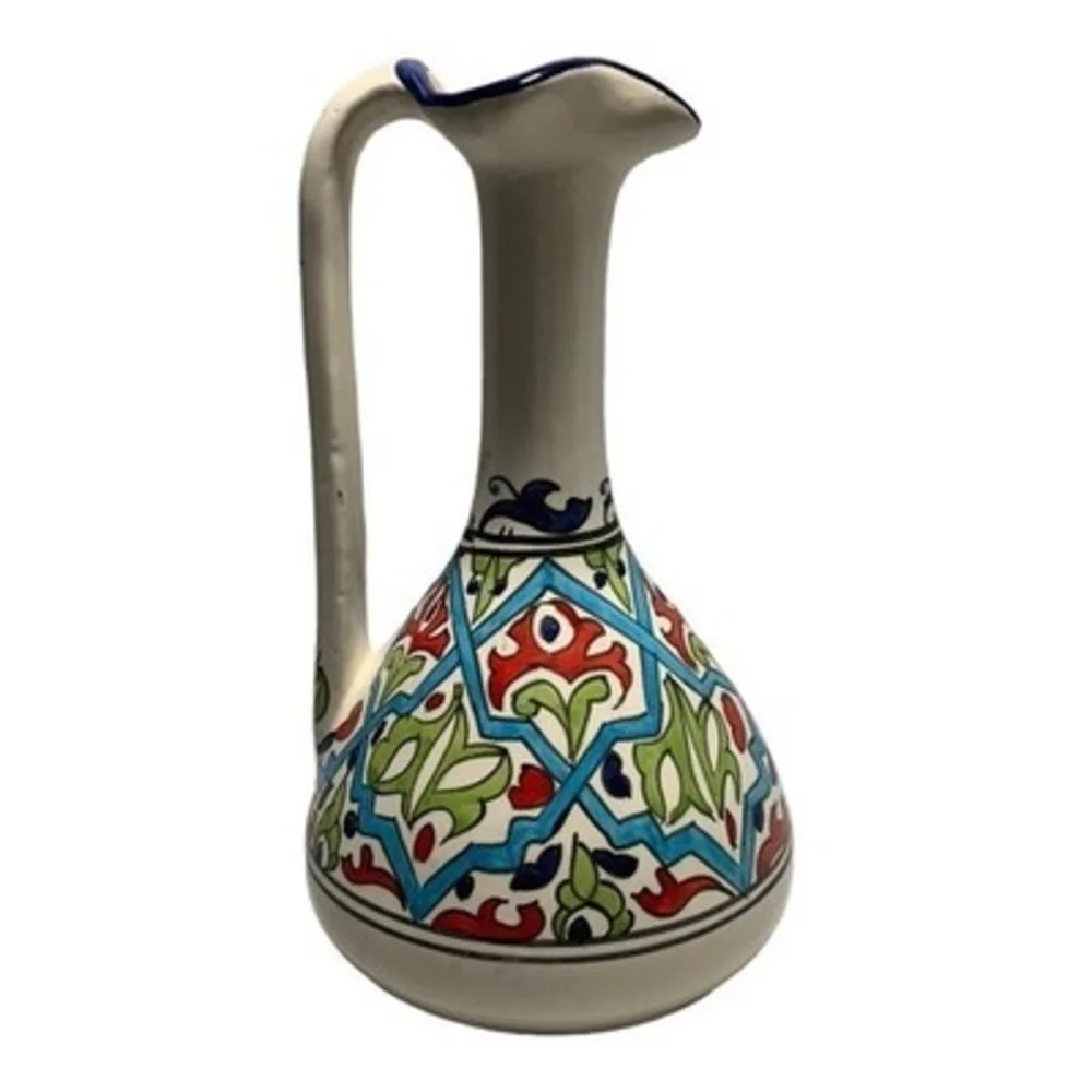 Unique Vintage Hand Painted Art Pottery Pitcher 10